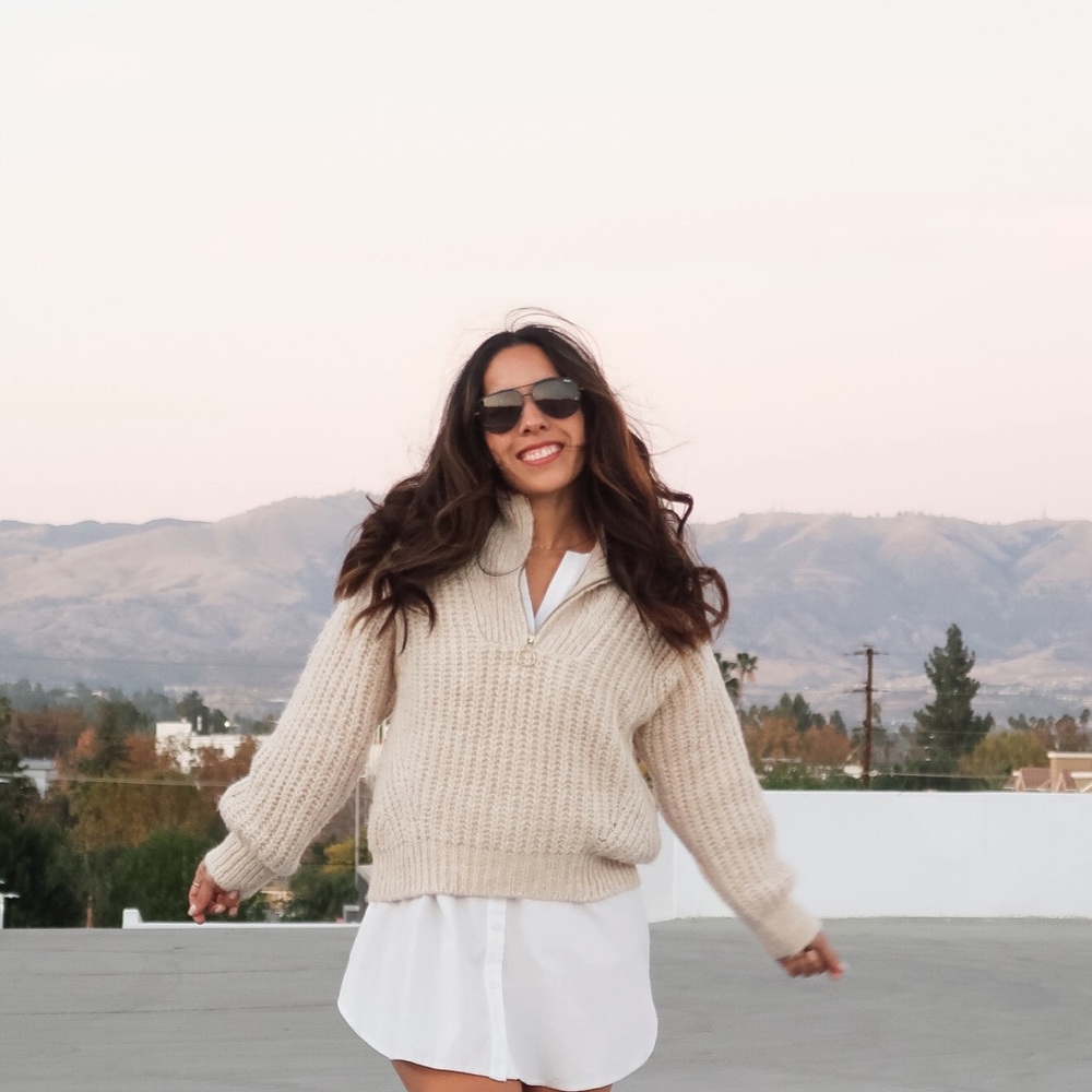 MANGO zip knit sweater